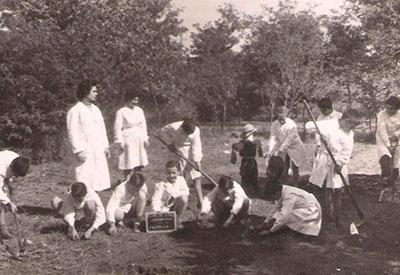 Curso realizando una actividad afuera